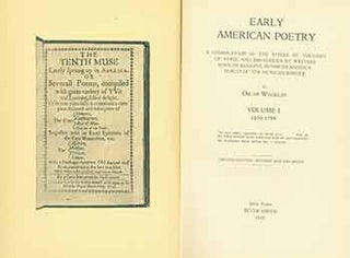 Item #18-1656 Early American Poetry; Volume I; 1650-1799; and Volume II; 1800-1820 A Compilation...