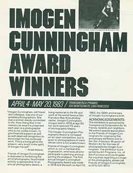 Item #18-2174 Imogen Cunningham Award Winners Exhibition catalog (April 4 - May 20, 1983). Ansel...