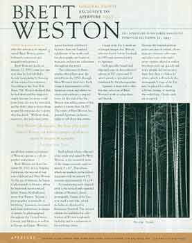Item #18-2216 Brett Weston Original Prints Exclusive to Aperture. (Prospectus for limited edition...