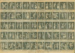 Item #18-2232 French Broadsheet with 50 miniature etchings and captions. 19th Century French Artist