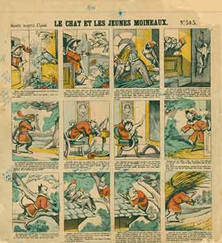 Item #18-2393 Le Chat et les Jeunes Moineaux. (The Cat and the Young Sparrows). No. 545. 19th...