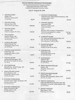 Item #18-5412 Selections From Inventory: An Informal and Frequently Changing from the Exhibition...