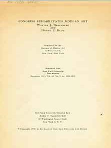 Item #18-6445 Congress Rehabilitates Modern Art. Reprinted for the Museum of Modern Art....