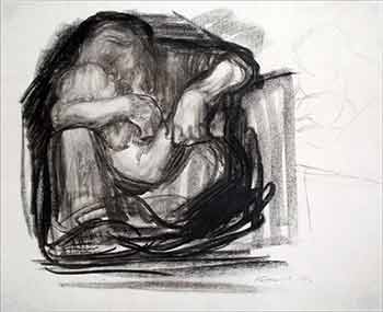 Item #18-8004 Kauernde Frau mit Kind in Schob, 1916 (Crouching woman with child in lap) (Facsimile of a charcoal drawing on laid paper. Impression from the 1921 from the Richter Portfolio.). Käthe Kollwitz, 1967 - 1945 German, Artist.
