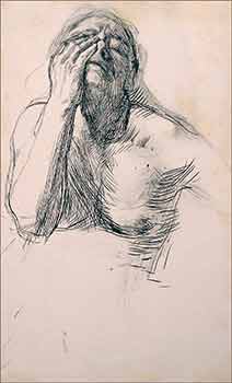 Item #18-8009 Frau mit schmerzerfulltem Gesicht, 1900 (Woman with pained expression on her face) (Facsimile of a pen and charcoal drawing. Plate 4 of 24 from the Richter Portfolio.). Käthe Kollwitz, 1967 - 1945 German, Artist.