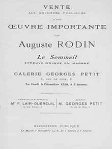 Item #18-8899 Vente Aux Encheres Publiques d’une Oeuvre Importante par Auguste Rodin: Le...