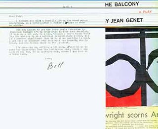 Item #18-9249 The Balcony. Jean Genet, Bernard Frechtman, Transl