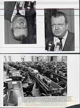Item #18-9357 Peter Weinberger; Assemblyman Charles Meyers alone in Assembly Chamber, Sacramento, California. (Two Original Photographs). Walt Zeboski.