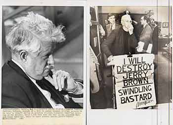 Item #18-9392 Robert H. Simpson (Sacramento’s perennial picket) with Jerry Brown in Background; Senator Randolph Collier of California. (Two Original Photographs). Walt Zeboski.