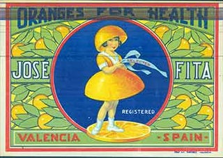 Item #18-9404 Oranges For Health (Crate Label). 20th Century Spanish Artist