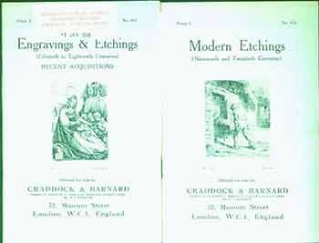 Item #18-9500 Modern Etchings #114 (Nineteenth & Twentieth) and Engravings & Etchings #115 (Fifteenth to Eighteenth Centuries). (Two Auction Catalogues). Craddock, Barnard, UK London.