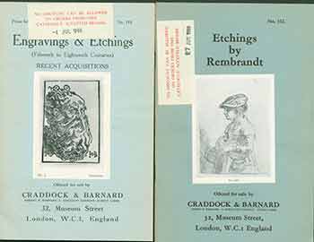 Item #18-9503 Engravings & Etchings #111 (Fifteenth to Eighteenth) and Etchings by Rembrandt #112. (Two Auction Catalogues). Craddock, Barnard, UK London.