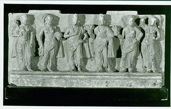Item #19-1337 Photograph of Ancient Wall Sculpture, Standing Figures. Freer Gallery of Art, Chinese Artist, Washington DC.