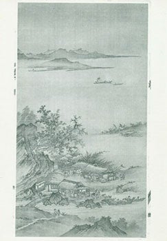 Item #19-1338 Photograph of Ancient Chinese Painting of Settlements Near Trees, Mountains in...
