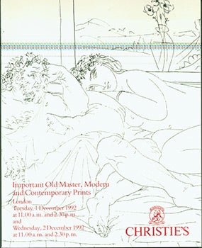 Item #19-1989 Important Old Master, Modern and Contemporary Prints. December 1 & 2, 1992. Sale #...