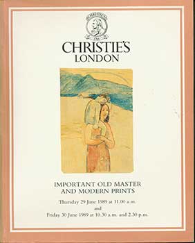 Item #19-2868 Important Old Master and Modern Prints. June 29-30, 1989. London. Sale # RONSARD-4088-4089. Lot #s 1-620. Christie’s, London.