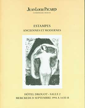 Item #19-2909 Estampes Anciennes et Modernes. September 21, 1994. Lot #s 1-129. Jean-Louis Picard, Paris.