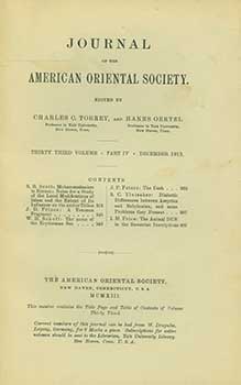 Item #19-4561 Journal of the American Oriental Society, Volume 33, Part 4, December 1913. (Pages...