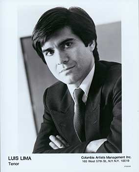 Item #19-4810 Portrait of opera tenor Luis Lima, 1987. Columbia Artists Management Inc