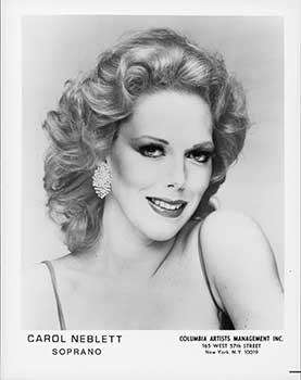 Item #19-5118 Portrait of opera soprano Carol Neblett. Carol Neblett, Columbia Artists Management...