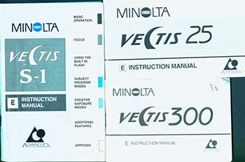 Minolta Camera Co - Minolta Vectis 25, Vectis 300, and Vectis S-1 Instruction Manuals