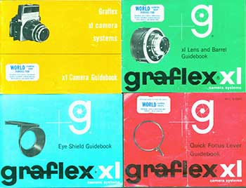 Item #19-5548 Graflex XL Camera Systems Quick Focus Lever, Eye Shield, xl Camera, and xl Lens and Barrel Guidebooks. Inc Graflex.