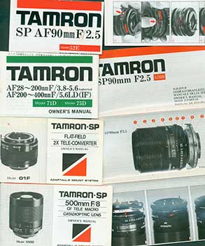 Tamron - Tamron Owners Manuals for the Sp90mm F2. 5 52bb, Sp Af90mm F/2. 5 52e, Af28 200mm F/3. 8-5. 6 71d, Af200 400mm F/5. 6ld 75d, Adaptall-2, Flat-Field 2x Tele-Converter, and 500mm F/8 Cf Tele Macro Catadioptric Lens