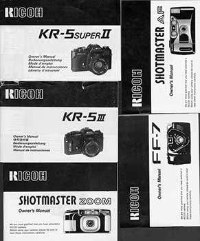 Item #19-5556 Ricoh owner’s manuals for the Shotmaster Zoom, Shotmaster AF, KR-5 Super II, KR-5...