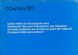 Item #19-5570 Contax G1: Useful Hints on focusing the lens. Original manual. Kyocera
