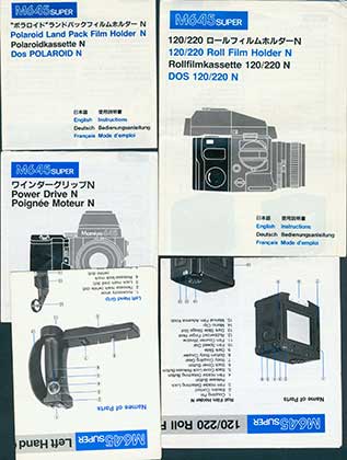 Mamiya M645 Super manuals for the 120/220 Roll Film Holder N