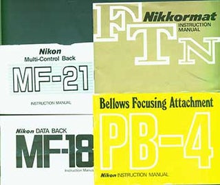 Item #19-5840 Nikon instruction manuals for the Nikon Data Back MF-18, Nikkormat FTN, Bellows...