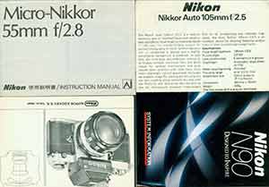 Item #19-5887 Nikon instruction manuals for Nikon N90, Nikkor Auto 105mmf/2.5, Nikkor Auto 35mm...