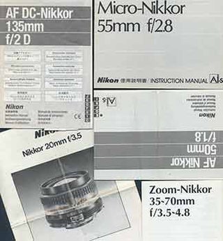 Item #19-5893 Nikon Camera manuals for the Zoom-Nikkor 35-70mm f/3.5-4.8, the Nikkor 20mm f/3.5,...