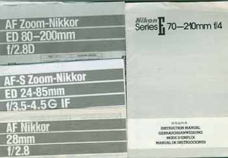 Item #19-5909 Nikon Camera manuals for the AF Zoom-Nikkor 24-85mm f/3.5-4.5, AF Zoom-Nikkor ED...