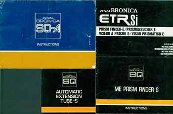 Bronica Co (Tokyo) - Zenza Bronica Instruction Manuals for the Etrsi Prism Finder-E, Me Prism Finder S, Automatic Extension Tube-S, Sq-a
