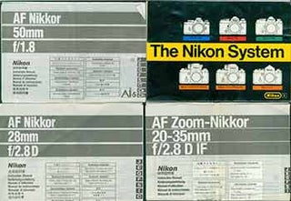 Item #19-5917 Nikon Camera manuals for the AF Nikkor 28mm f/2.8, the AF Zoom-Nikkor 20-35mm f/2.8...