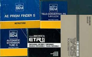 Item #19-5925 Zenza Bronica manuals for the SQ-A AE Prism Finder S, the SQ-A Tele-Converter PS...