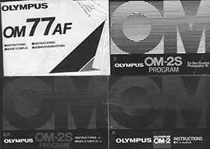 Item #19-5940 Instruction manuals for Olympus OM-2, OM 77 AF, OM-2S A and B. Olympus Camera...