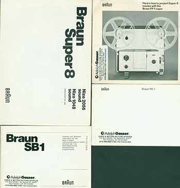 Item #19-5957 Braun instruction manuals for Nizo 2056 sound Nizo 1048 sound, Braun FK 1, Braun SB1, Braun FP 3 Super. Braun, Germany.