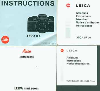 Leica Camera AG (Germany) - Leica Instruction Manuals for Vario-Elmar-R 1: 3,5-4,5/28-70 MM, Leica R 4, Leica Mini Zoom, Leica Sf 20