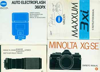 Minolta Camera Company (Tokyo) - Minolta Manuals for Maxxum 3xi, Minolta Xg-Se, Auto Electroflash 360px, and Zoom Lenses Depth of Field Tables