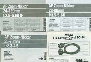 Item #19-5974 Nikon Camera manuals for the AF Zoom-Nikkor 24mm-120mm f/3.5-5.6D IF, AF...