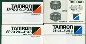 Item #19-5985 Tamron instruction manuals for 35-135mm F/3.5-4.5 Model 40A, SP AF 90mm F/2.8...