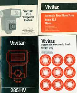 Item #19-5989 Vivitar instruction manuals for 285HV, Model 283, Automatic Fixed Mounted Lens 55mm...