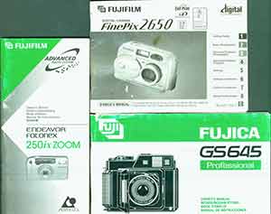 Item #19-5993 Fujica owner’s manuals for Fujica GS645 Professional, FinePix 2650, Endeavor Fotonex 250ixZOOM. Fujica.