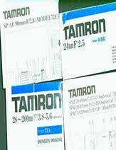 Item #19-5995 Tamron instruction manuals for SP AF 90mm F/2.8 (Model 72E), 24mmF/2.5, 28~200mm F/3.8-5.6 (Model 71A), 24F/2.5 (Model 01BB) and joint manual for SPAF 20-44mm F/2.7-3.5 Aspherical (Model 166D), SPAF 28-105mm F/2.8 LD Aspherical (176D) and SPAF 70-210mm F/2.8 LD (Model 67D). Tamron.