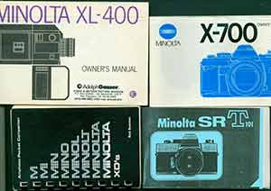 Item #19-5998 Minolta Instruction manuals for X-700, Minolta XL-400, Minolta SR T101 and joint...