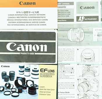 Item #19-6002 Canon instruction manual for EF Zoom lenses Ultrasonic, Canon Products Guide, Canon international service network, Canon EF lens accessories guidebook. Canon Inc, Tokyo.