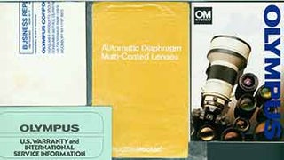 Item #19-6058 Olympus instruction manual for Olympus Automatic Diaphragm multi coated lenses,...