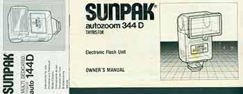 Tacad Co. (Tokyo) - Sunpak Instruction Manuals for Autozoom 344 D and Auto 144d